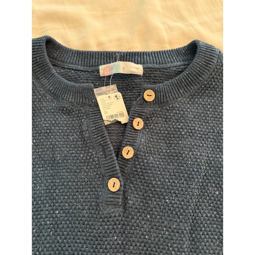 Free People FP Beach Hailee Sweater Set XL Navy Waffle Knit 2 Piece - Picture 10 of 10